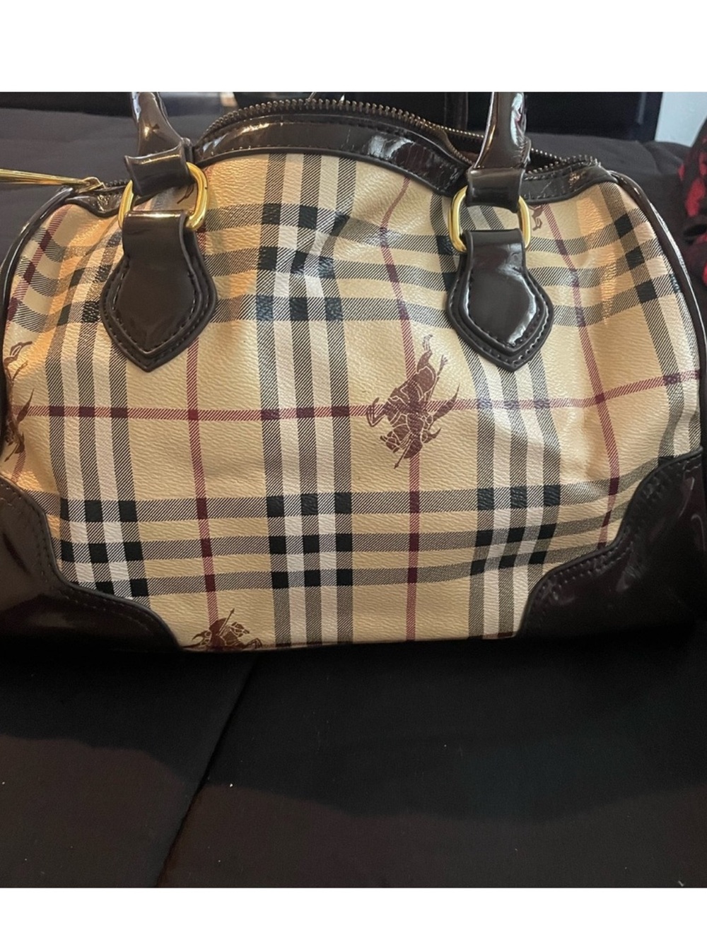 Burberry Beige Plaid Satchel in brown and cream